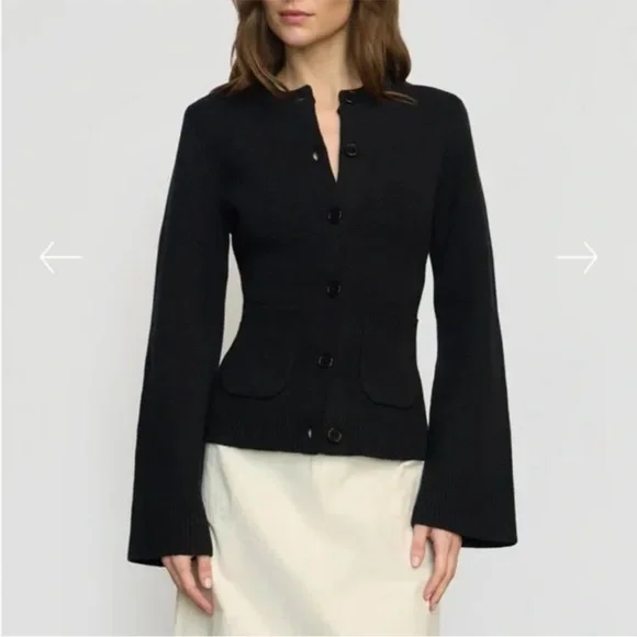 Modern Citizen Eames Organic Cotton-Wool Black Minimalist Cardigan Sweater M - Picture 9 of 14